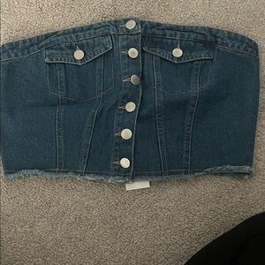 Denim Button-Up Tube Top